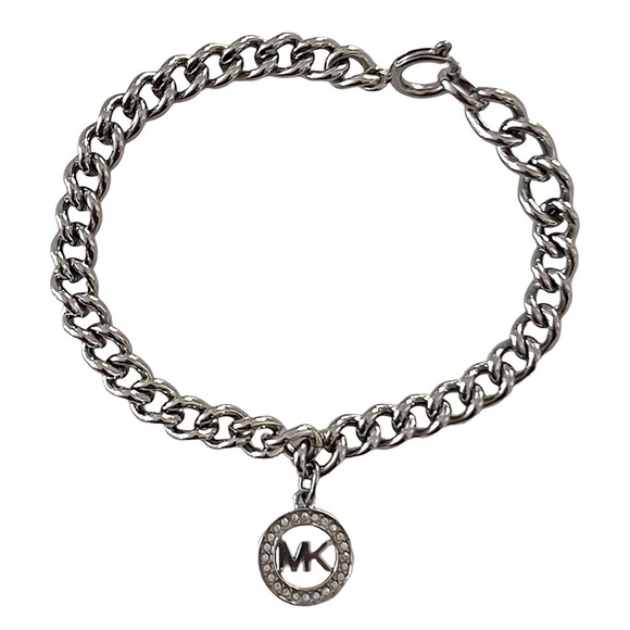 MICHAEL KORS • Silver Chain Logo Charm Bracelet - Picture 1 of 6